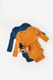 Cumpara ieftin Set 2 body-uri cu maneca lunga bebe unisex din bumbac organic si modal - Bleumarin/Sofran, BabyCosy (Marime: 6-9 luni)