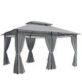 Outsunny Pavilion de grădină, pavilion outdoor cu perdele, acoperiș ventilat, gri &icirc;nchis | Aosom Romania