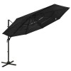 Gossi umbrela de soare 4 niveluri, stalp de aluminiu, negru, 3x3 m