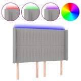 Cumpara ieftin Tablie de pat cu LED, gri deschis, 147x16x118/128 cm, textil