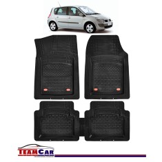 Covorase Auto TeamCar&reg; Tip Tavita Compatibile Renault Scenic II (2003-2009) Negru Material Rezistent