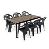 Set mobilier gradina Curver Rowen Large 6+1 Polipropilena Frasin-Grafit