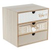 Cutie Decorativă Lemn, Model Home, 3 Sertare, Natural și Alb, 20x15x18cm, Oem
