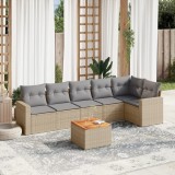 vidaXL Set canapele de grădină, 7 piese, cu perne, bej, poliratan 3224134