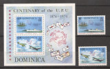 Dominica 1974 UPU Centenary set+perf. sheet Mi.417-418+B28 MNH M.204, Nestampilat