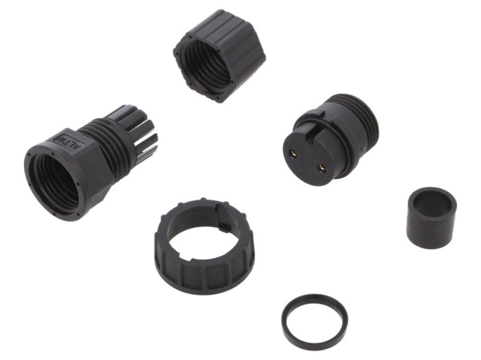Conector circular mamă 2 pini aurit 20A