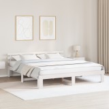 vidaXL Cadru de pat alb Alb Lemn masiv 200 x 200 cm Cotiere reglabile