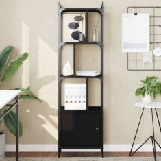 vidaXL Biblioteca cu u?a, negru, 44,5x30x154,5 cm, lemn compozit foto
