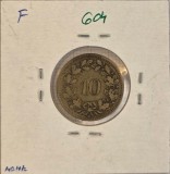 604 Switzerland Elvetia, 10 Rappen 1850, KM#6, Billon