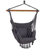 Hamac tip leagan suspendat pentru casa sau gradina HM45, gri inchis cu perne, 130x100cm, 150kg Household NewTrend