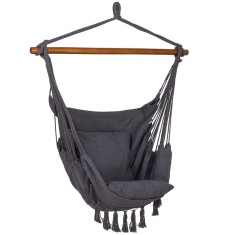 Hamac tip leagan suspendat pentru casa sau gradina HM45, gri inchis cu perne, 130x100cm, 150kg Household NewTrend