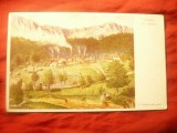 Ilustrata Vedere din Azuga 1935 dupa pictura lui F.Hillebrand ,color ,necirc.