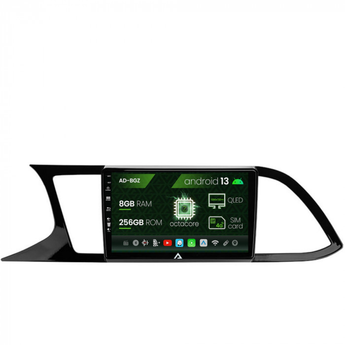 Navigatie Seat Leon 3 (2014-2020), Android 13, Z-Octacore 8GB RAM + 256GB ROM, 9 Inch - AD-BGZ9008+AD-BGRKIT047