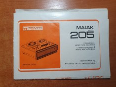 instructiuni de folosire si carte tehnica magnetofon majak 205 - limba rusa foto
