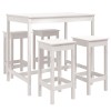 Set mobilier de bar pentru gradina, 5 piese,alb, lemn masiv pin