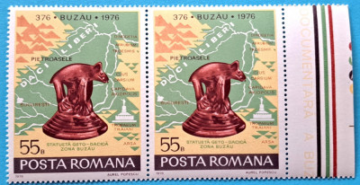 TIMBRE ROMANIA LP919/1976 1600 ani atestare oras Buzau -Serie &amp;icirc;n pereche -MNH foto