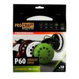 Disc abraziv pentru slefuitor cu excentric KB225.60 PROCRAFT (Set 10 buc) Diametru: 225 mm Granulatie: P60 Innovative ReliableTools