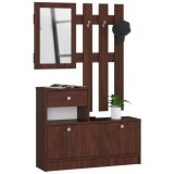 Set mobilier hol, placa laminata, cu pantofar, cuier, oglinda, wenge, 90x25x70/100 cm GartenVIP DiyLine, Artool