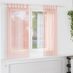 vidaXL Perdele Voile cu buzunare pentru bare 2 buc Roz