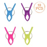 Set Clești Mari Pentru șezlong, 12 Bucăți, Lungime 12 cm, Multicolor, Plastic, Oem