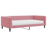 Cumpara ieftin Pat de zi cu saltea, roz, 100x200 cm, catifea