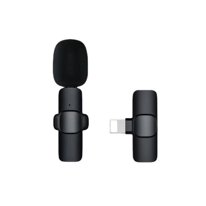 Microfon lavaliera wireless, flippy, 1 microfon si 1 receptor tip lightning, autonomie 1-3h, bluetooth 5.0, 70db, baterie 50 mah, negru