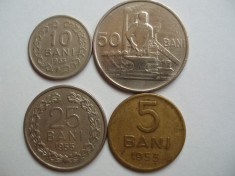 ROMANIA - SET 5 bani + 10 bani + 25 bani + 50 bani 1955 RPR, 4 monede, L 13.2 foto