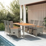 VidaXL Set mobilier de grădină cu perne, 7 piese, gri, poliratan