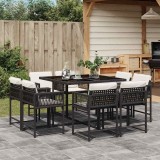 vidaXL Set mobilier de grădină cu perne, 9 piese, negru, poliratan 3211554