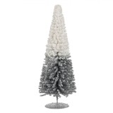 Decoratiune Craciun, Conic, Brad, Alb-Argintiu, 40cm, Oem