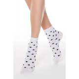 Șosete Subțiri de Bumbac cu Inimioare, CLASSIC 143 - Alb, 36-37 (23)