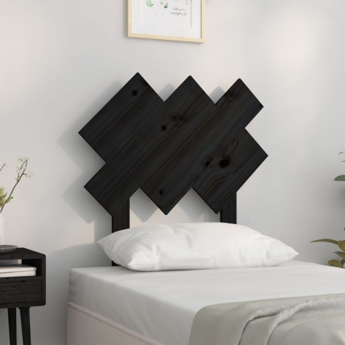 vidaXL Tăblie de pat, negru, 72,5x3x81 cm, lemn masiv de pin 819199
