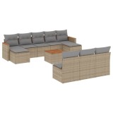 Cumpara ieftin Set canapele de gradina cu perne, 11 piese, bej, poliratan