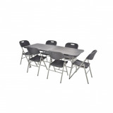 Set mobilier pentru gradina HECHT Foldis Set 6, pliabil, masa 180 x 74 x 74 cm, 6 x scaune 56 x 46 x 84 cm