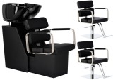 Set Profesional Coafură Finn: Spălătorie Ceramică + 2 Scaune Hidraulice, Confort, Eleganță și Funcționalitate