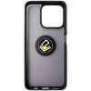 Husa spate cu inel si stand, plastic gri transparent + TPU negru pentru Honor 200 Smart, X7c