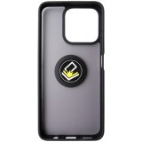 Husa spate cu inel si stand, plastic gri transparent + TPU negru pentru Honor 200 Smart, X7c