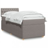 Gossi pat box spring cu saltea, gri taupe, 100x200 cm, textil