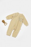 Salopeta Elefant cu maneca lunga din 80%bumbac organic si 20% poliester - Stone, BabyCosy (Marime: 9-12 luni)