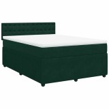 Cumpara ieftin Pat box spring cu saltea, verde inchis, 140x200 cm, catifea