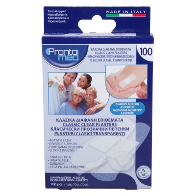 Plasturi Transparenti, Prontomed, Set 100 Bucăți, Dimensiuni Diverse, Rezistenți la Apă, Hipoalergenici foto