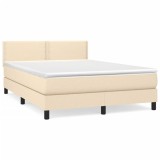 Cumpara ieftin Pat box spring cu saltea, crem, 140x200 cm, textil
