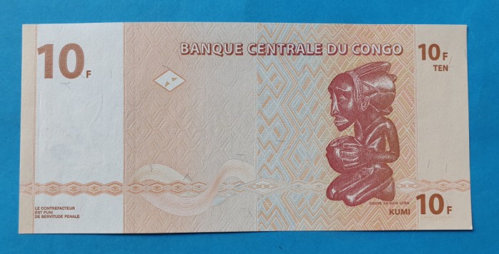 10 Francs 2003 Congo - Bancnota SUPERBA - UNC