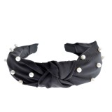 Bentita neagra cu perle albe