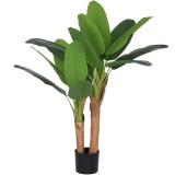 HOMCOM Plantă Artificială de Bananier cu Ghiveci, 2 Trunchiuri și 15 Frunze, &Oslash;17x120 cm, Verde | Aosom Romania