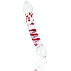 Dildo Double Red, Sticla Premium, Rosu, 20 cm, Passion Labs, Glass Series