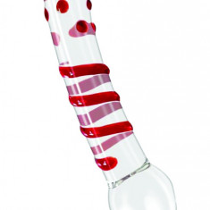 Dildo Double Red, Sticla Premium, Rosu, 20 cm, Passion Labs, Glass Series