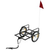 SPORTNOW Remorcă pentru Bicicletă pentru Marfă 40 kg Cărucior de M&acirc;nă din Oțel cu Steag Roșu Roți de 40,64 cm 145x60x42 cm Negru | Aosom Romania