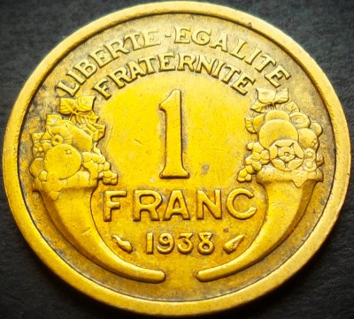 Moneda istorica 1 FRANC - FRANTA, anul 1938 * cod 4822 foto