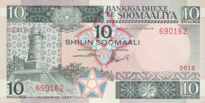 Bancnota Somalia 10 Shilingi 1987 - P32c UNC ( vezi descriere ) foto